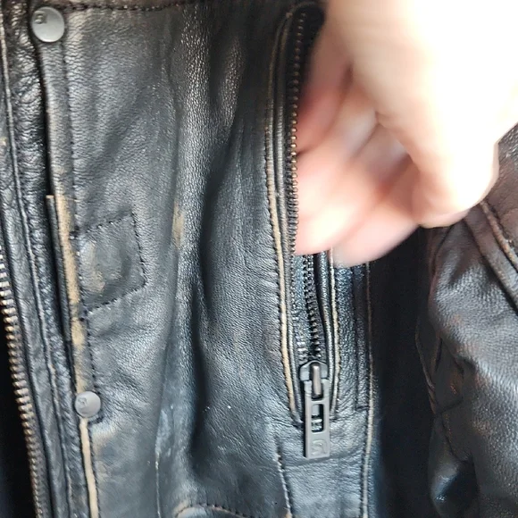 Rogue State Men's Distressed Black Leather Jacket Large - Picture 7 of 16